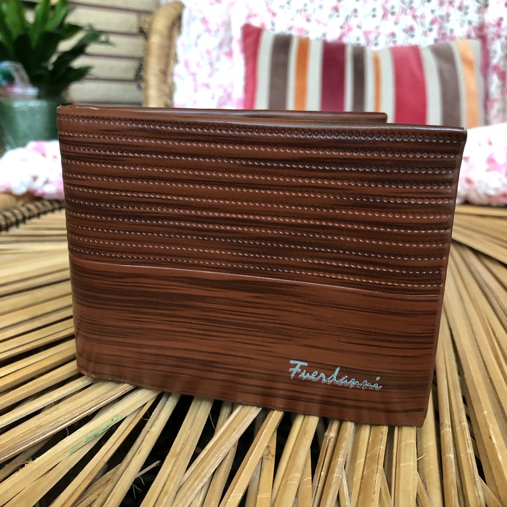 Men's Brown Faux Leather All-in-One Wallet - Men's Wallet - Brown Wallet